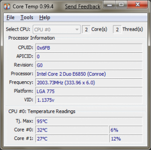 Core Temp - CPU Temperaturer I Realtid